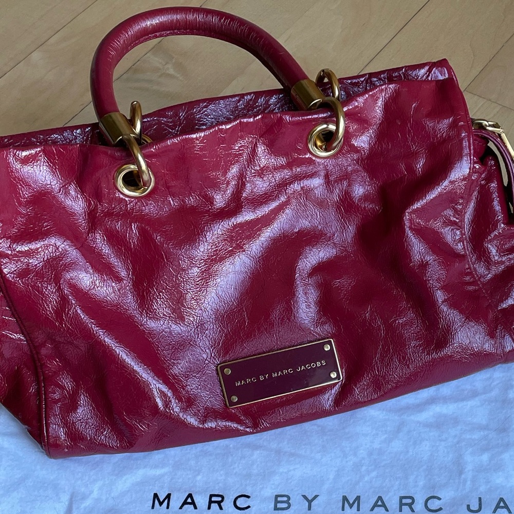 Marc Jacobs red leather satchel bag